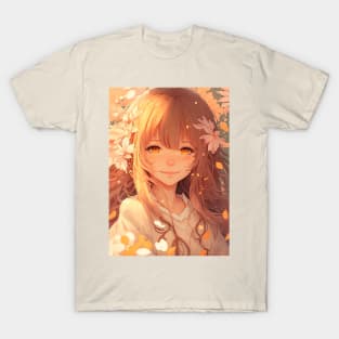 Kawaii Joyful Anime Girl Fall Lover Cute Smile T-Shirt